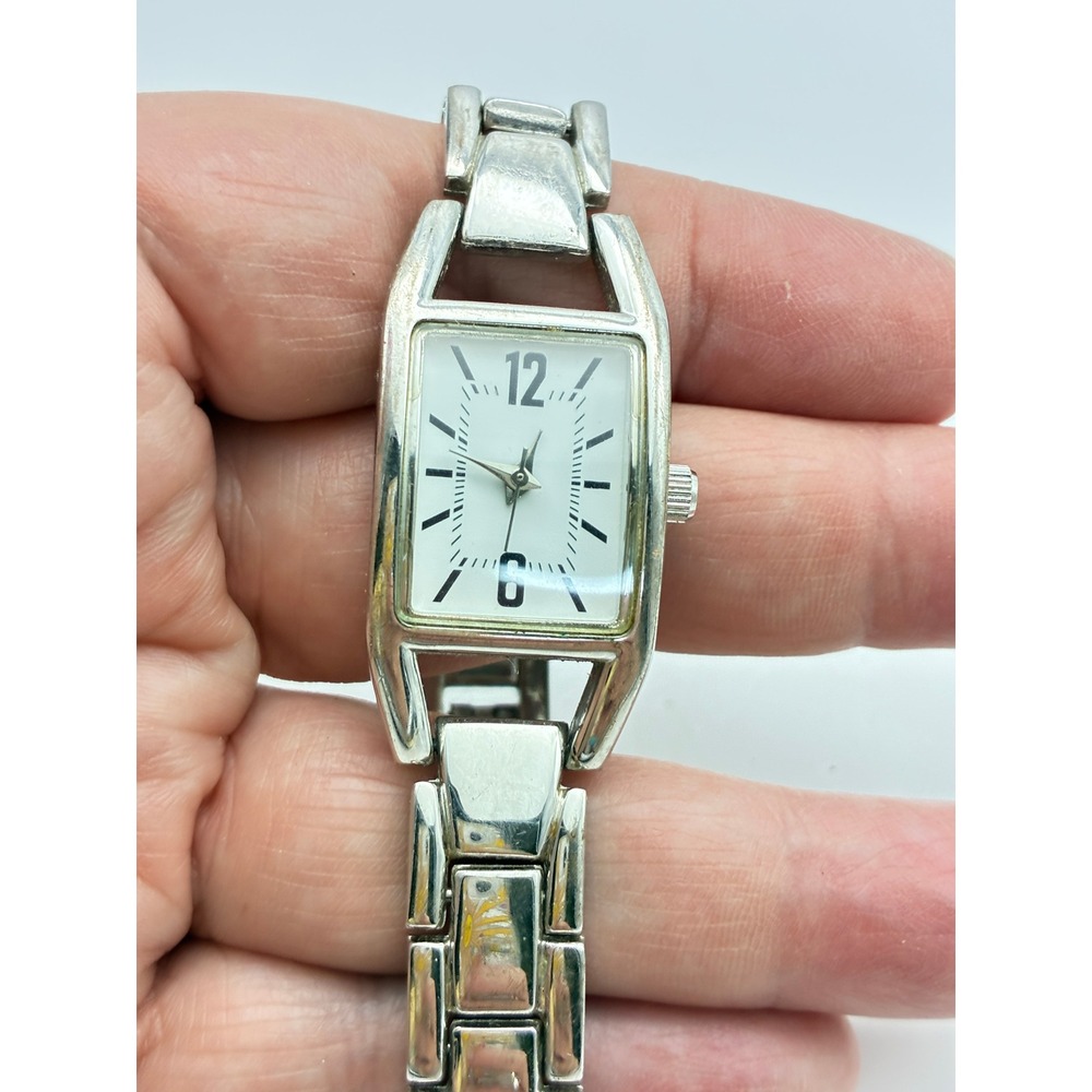 Silver Tone Watch Rectangular Face Link Bracelet 78/1003 Y121E Japan Movt
